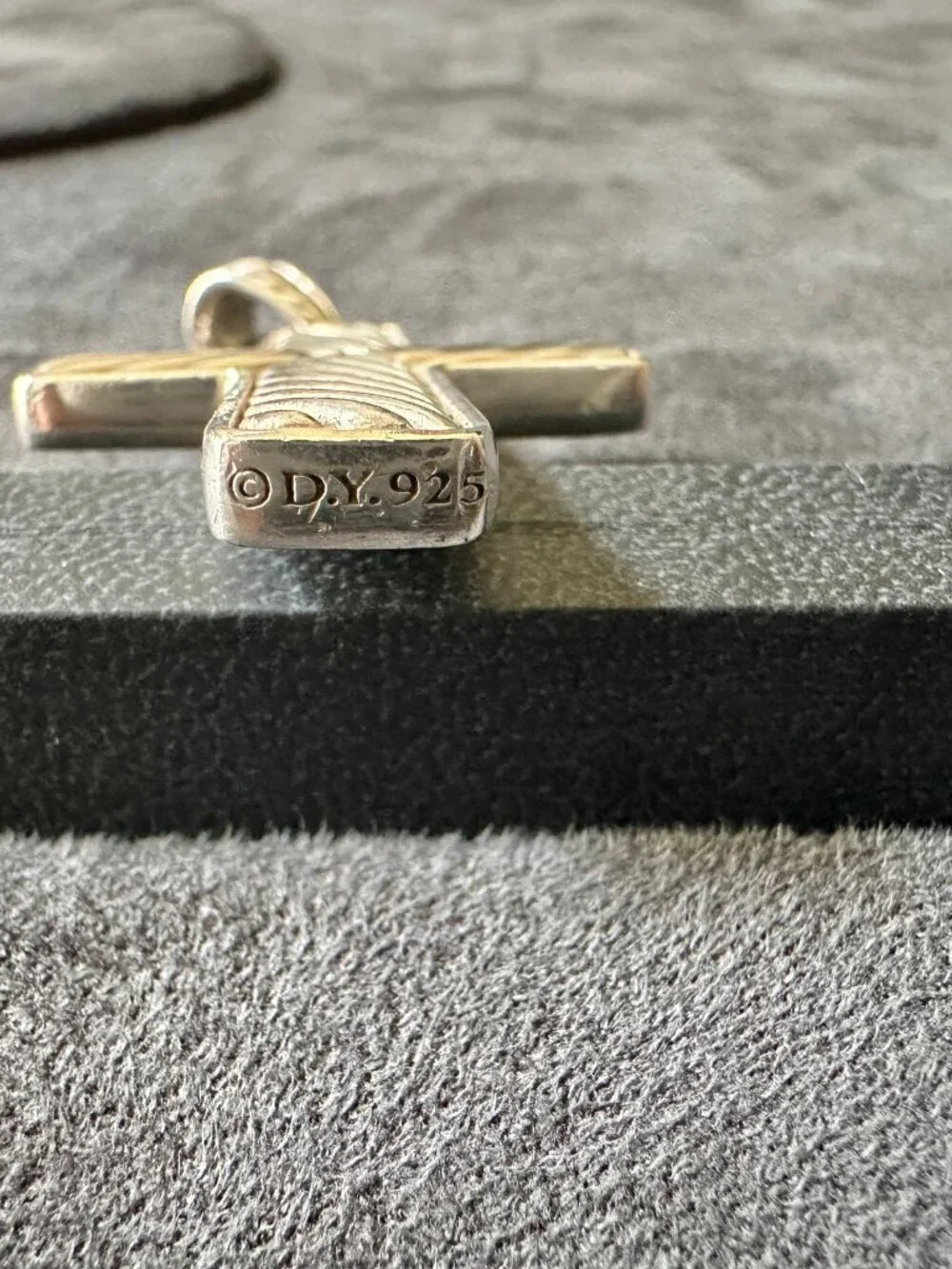 David Yurman Large Chevron Cross Pendant w/ Black Onyx